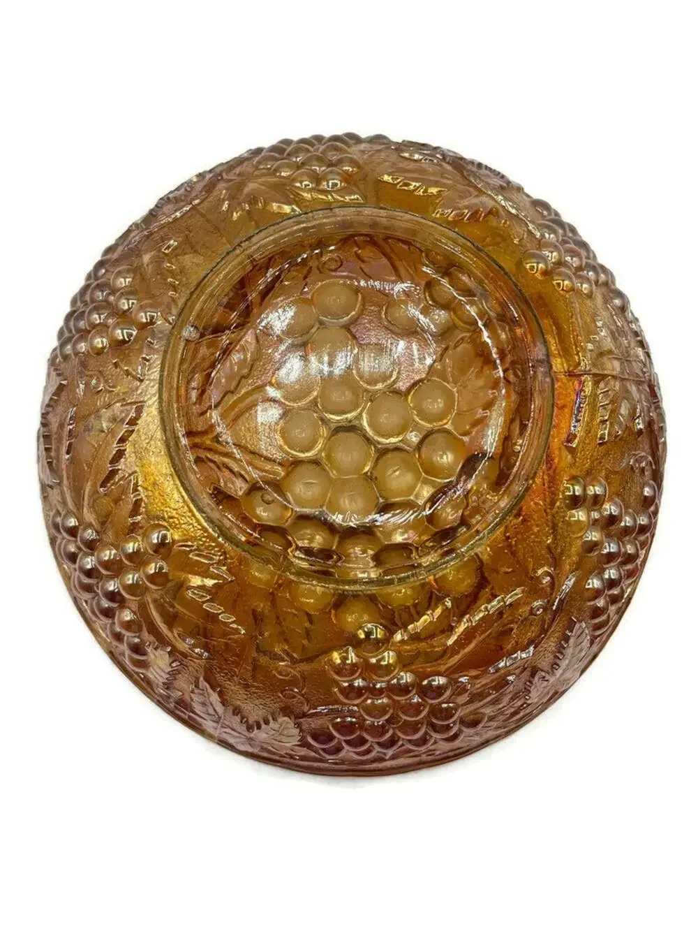 1920s Imperial Carnival Glass Bowl: Marigold Grapes & Leaves, Autumn Decor